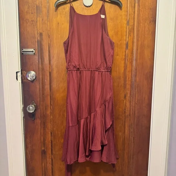 LOFT Asymmetrical Burgundy Dress - Picture 3 of 7